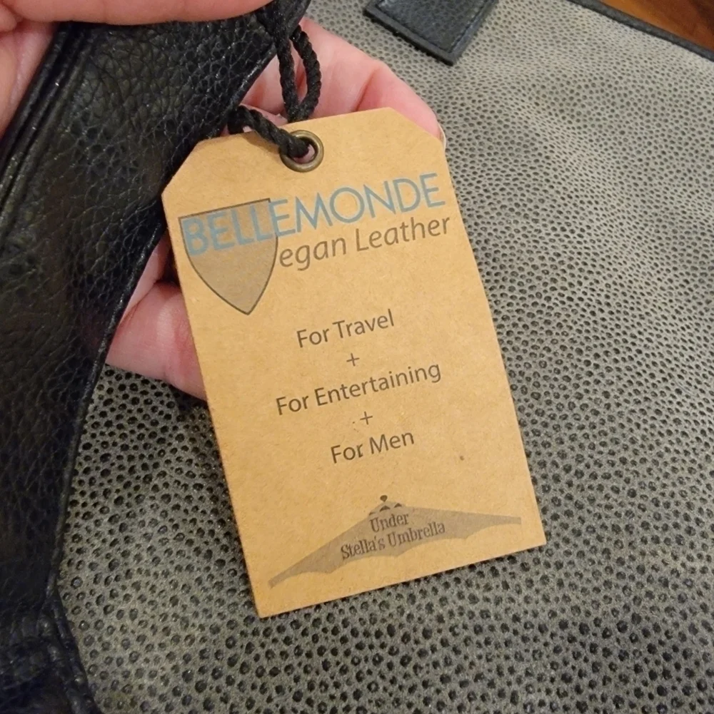 NEW Bellemonde Messenger Bag Gray Black Laptop bag Vegan